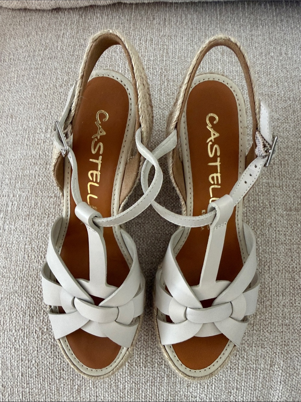 White Braided Leather Slingback Sandals